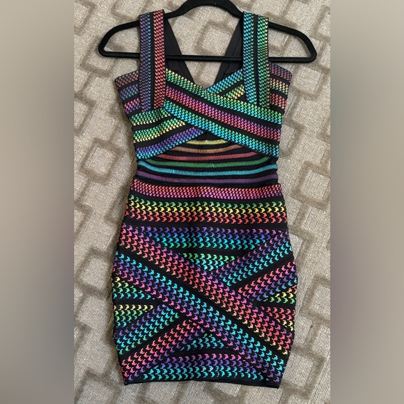 KatieJ NYC Rainbow Bandage Dress - Picture 2 of 5